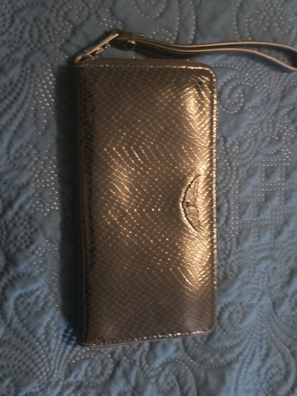 Zadig & Voltaire Black Textured Leather Zip Wristlet Wallet